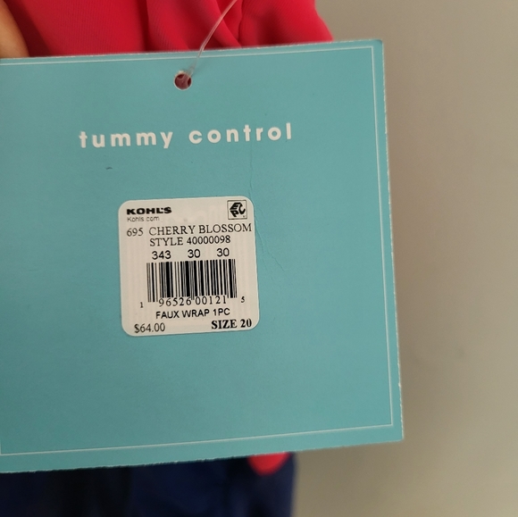 Bal Harbour One Piece Color Block Halter One Piece Tummy Control Swimsuit 20 New - Picture 9 of 10